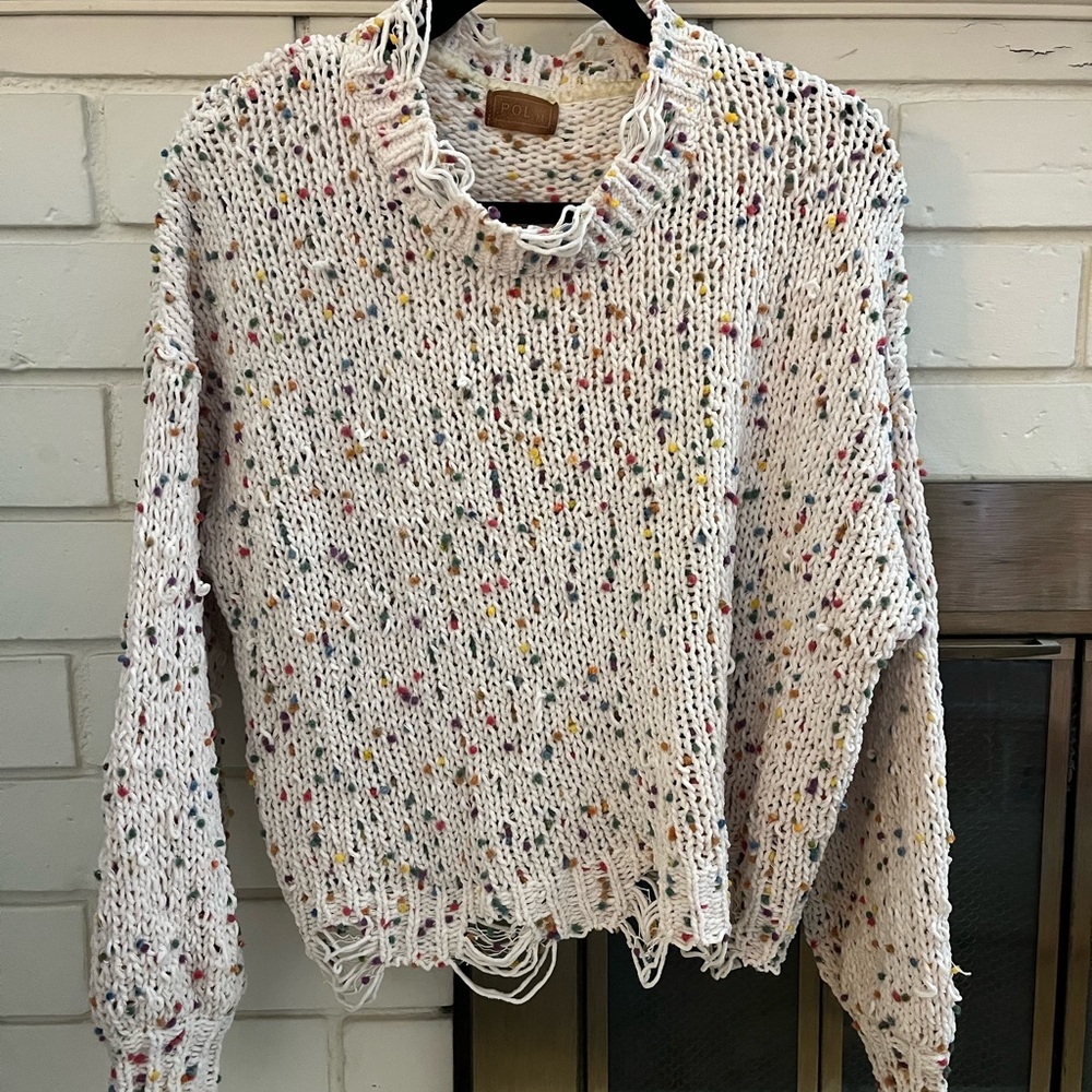 Francesca's Collections Cream Crew Neck Sweater